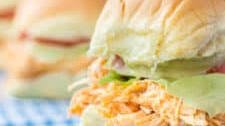 Slow Cooker Buffalo Chicken Sliders with Avocado Ranch Dressing