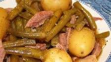 Slow Cooker Green Beans, Ham and Potatoes