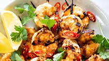 Spicy garlic shrimp skewers