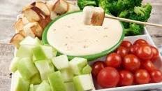 Swiss Fondue for Two With Pretzel Bread, Broccoli, Tomatoes, and Apples