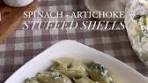 These cheesy spinach and artichoke stuffed shells topped ...