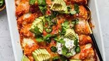 Veggie Enchiladas with Roasted Red Pepper Sauce