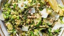 10-Minute Warm Brussels Salad with Whole-Grain Mustard Dressing