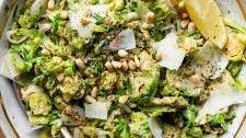 10-Minute Warm Brussels Salad with Whole-Grain Mustard Dressing