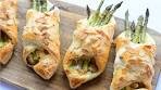 Asparagus in puff pastry with ham & cheese