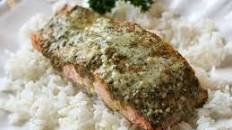 Basil Pesto Salmon Parmesan