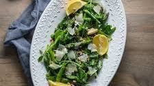 Blanched Asparagus with Arugula, Pine Nuts, and Shaved Parm