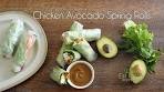 Chicken Avocado Fresh Spring Rolls with Peanut Dip