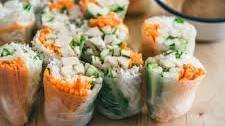 Chicken Spring Rolls with Peanut Sauce