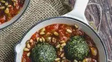 Chickpea Meatballs With Spinach In Spicy Tomato Sauce