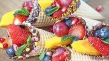 Chocolate Dipped Fruit Cones
