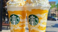Creamy Mango Coconut Frappuccino with Toasted Coconut