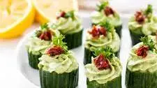Easy Avocado Goat Cheese Cucumber Appetizers