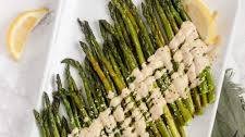 Easy Roasted Asparagus with Lemon Tahini