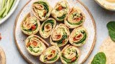 Hummus Pinwheels with Cucumber & Sun-dried Tomatoes