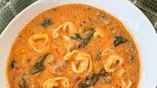 ITALIAN TORTELLINI SOUP WITH SAUSAGE AND SPINACH