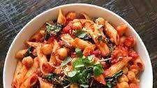 Pasta with Kale, Chickpeas and a Spicy Pomodoro Sauce