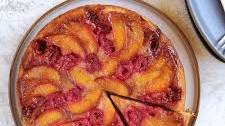Peach Melba Upside Down Cake