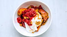 Peach Parfait with Salted Graham Cracker Crumble
