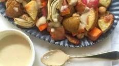 Roasted Root Vegetables With Lemon Tahini Dressing