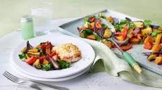 Roasted tomato cod with Mediterranean vegetables