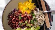 Salad with Beans, Quinoa, Rice, and Pecans and Lemon Herb Dressing