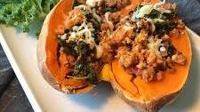 Sausage and Kale Stuffed Sweet Potatoes