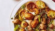 Sausages with lemon & rosemary roast potatoes