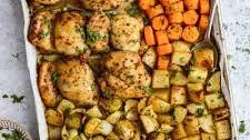 Sheet Pan Kickin’ Curry Honey Mustard Chicken & Veggies