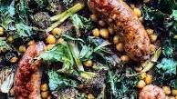 Sheet Pan Sausages with Broccoli, Chickpeas & Kale