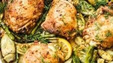 Sheet Pan Spring Chicken with Artichokes and Asparagus