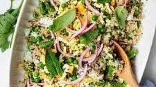 Spring Quinoa with Asparagus, Peas & Pickled Onion