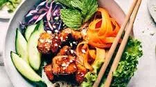 Spring Roll Salad with Peanut Glazed Tofu