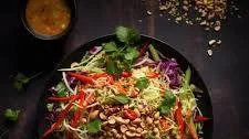 Spring Roll Salad with Spicy Peanut Ginger Dressing