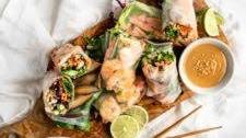 Spring Rolls with Spicy Peanut Dipping Sauce