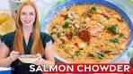 The Best Creamy Smoked Salmon Chowder | with bacon & corn!