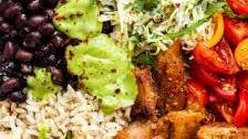Vegan chicken burrito bowl