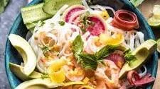 Vietnamese Shrimp Spring Roll Bowl With Sweet Chili Mango Sauce