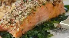 Baked Salmon with Honey Mustard and Pecan Panko Crust
