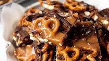 Chocolate Salted Caramel Pretzel Bark