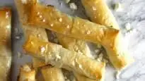 Crispy Leek, Spinach & Feta Filo Rolls