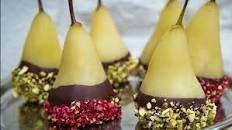 Golden Poached Pears with Chocolate