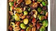Maple Bacon Brussels Sprouts with Pecans and Cranberries