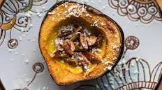 Maple Butter Roasted Acorn Squash with Pecans