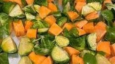 Maple-Glazed Roasted Brussels Sprouts and Sweet Potato Salad Recipe
