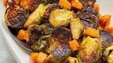 Maple Roasted Sweet Potato and Brussel Sprouts