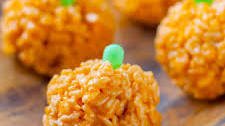 Pumpkin Rice Krispie Treats for Halloween or Thanksgiving