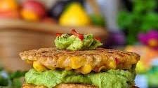 Spicy Sweetcorn Fritters & Guacamole Stack
