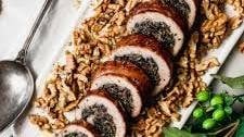 Spinach, Cranberry and Walnut Stuffed Pork