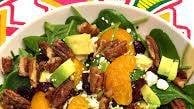 Spinach Salad With Candied Pecans, Dried Cranberries, Avocado, Feta and Oranges
